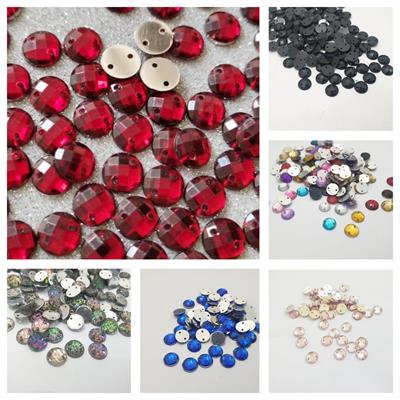 80 Pcs Flat Back 8mm Sew On Rhinestones Beads for Crafts Plastic Acrylic Round with Holes 