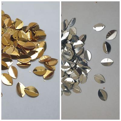 300 Pcs Folded Oval Boat Shape Sitaray Gold & Silver (1.2 cm long), Sequins Craft Supplies DIY