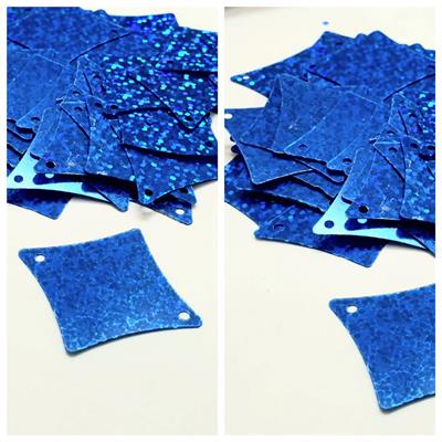 60 Pcs Rhombus Shaped Sitaray In Blue Color , Beautiful Design Loose Sequins Craft Supplies 3.6 cm