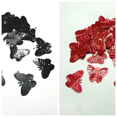 100 Pcs Butterfly Sitaray In Black & Maroon Color , Beautiful Design Loose Sequins Craft Supplies 2.2 cm