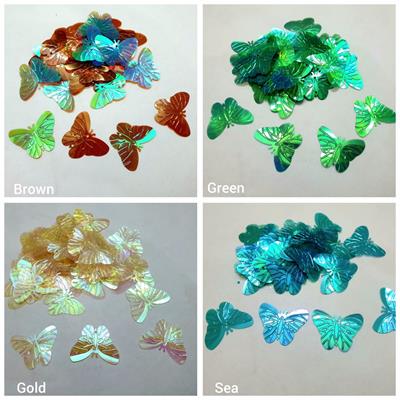 50 Pcs Butterfly Sitaray 3cm Size in Different Colors , Beautiful Design Sequins and Spangles Craft Supplies