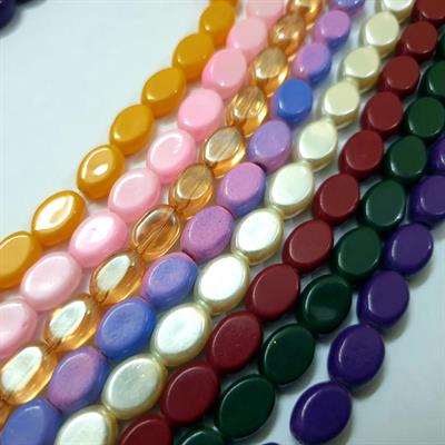  50 Pc Flat Oval Beads DIY, Art Craft In various Colors