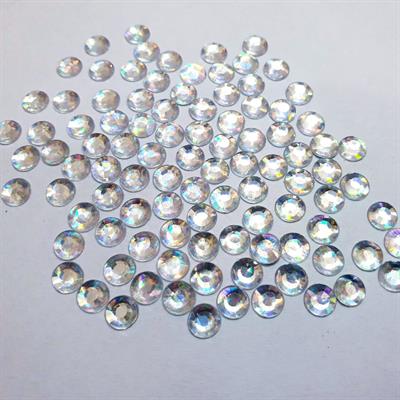 100 Pcs, White Multicolor Shade 6mm Resin Non Hotfix Rhinestone For Clothes Decoration