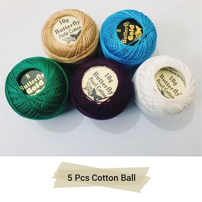 5 Pcs 100% Pearl Cotton Butterfly Embroidery Ball Thread, 10 gram