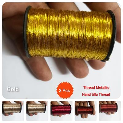 2 Pcs Embroidery material Metallic Zari Thread for Embroidery, Sewing and Jewelry Making