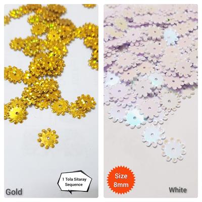 10gm Flower Sitaray in Gold, Beautiful Design Sequins Craft Making DIY