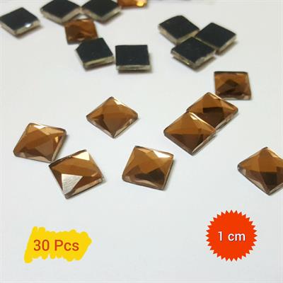 30 Pcs Mirror Square Crystals Glass Beads 1 cm Gold