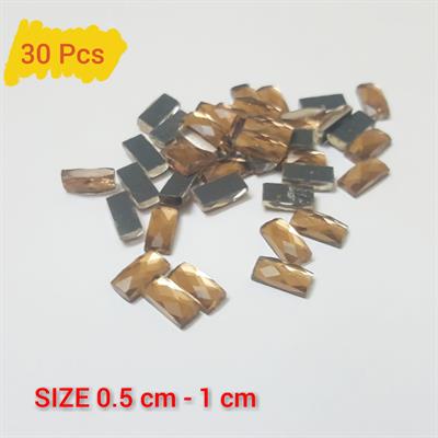 30 Pcs Mirror Rectangle Crystals Glass Beads 1.5cm Gold