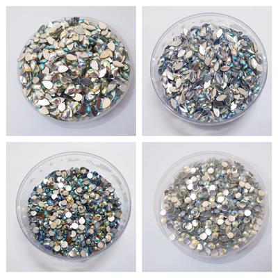 400 Pcs (100 Pcs Each) Shiny Crystal & Stone Resin beads DIY Sewing Craft Sets