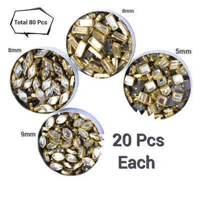 80 Pcs, Real Kundan Beads DIY Sewing Jewelry Decoration, Mix Shape