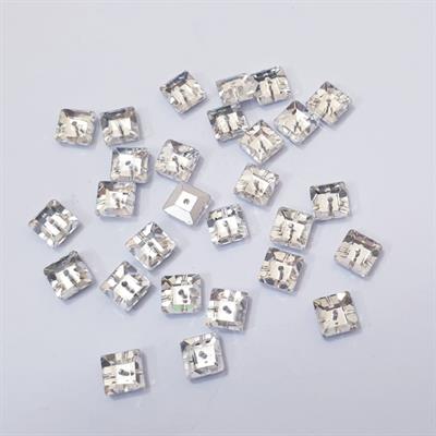 20 Pcs ,Crystal Faceted Silver Square Beads, Crafts DIY 9mm