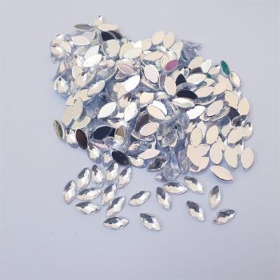 200 Pcs Resin Back Non Hotfix Rhinestone For Clothes Decoration Crafts (8x4mm) White eye