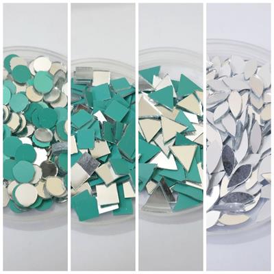 200 Pcs (50 Pcs Each) Round, Square & Triangle & Leaf Shape DIY Small Craft Mirrors