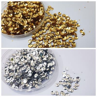 2 Tola, Cup Sitaray in Silver & Gold Colors , 5mm Beautiful Loose Sequins DIY Crafts