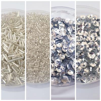 Pack Of 4 Tola (Tola Each) Beads & Sequins Beautiful Loose Sequins DIY Crafts Silver