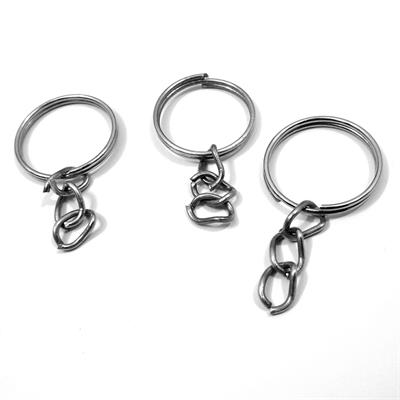 10 Pieces Keychain Ring 2.0 cm Diameter Silver Color With 3 Rings Crafts DIY