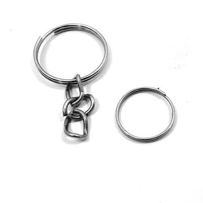 10 Pieces Keychain Ring 2.0 cm Diameter Silver Color With 3 Rings And 5 C Attachment