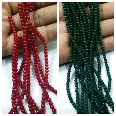 180 Pcs Round Glass Beads 3mm Maroon & Green Craft Sets DIY