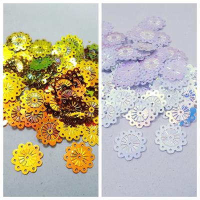 200 Pcs Flower Shape Sitaray In Dark Colors , Beautiful Design Loose Sequins Craft Supplies 18 mm