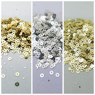 1 Tola, Cup Sitaray in Silver & Gold & Dull Gold Plane Colors Sequins DIY Crafts 3mm