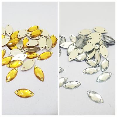 100 Pcs Resin For Clothes Decoration Crafts Silver & Gold eye Shape (7x15mm)