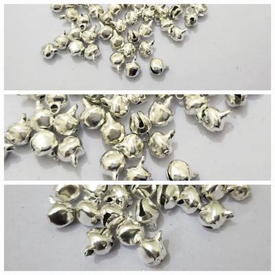 50 Pcs Silver Ghungroo Beads Mini Jingle Beads 6mm/8mm/10mm