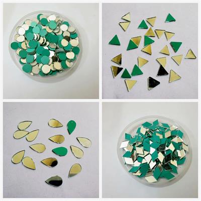 Pack of 200 (50 Pcs Each) Small Mini Craft Mirrors, Various Shapes Drop/Dimond/Round & Triangle