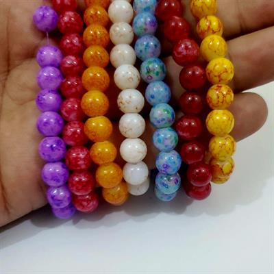 50 Pcs Round Glass High Quality Beads 8mm Craft Sets DIY, In Various Colors