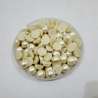 10 gm off White Round, half Beads with hole For Clothes Decoration Crafts 10mm