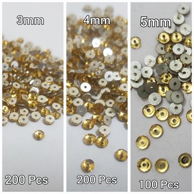 1 Pack Crystal Acrylic Sew On Rhinestones Tiny Flatback Beads DIY Crafts, Gold (3mm,4mm,5mm)