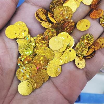 10 gm Sequins, Gold colour, Round Shape, 1cm DIY Craft Sets