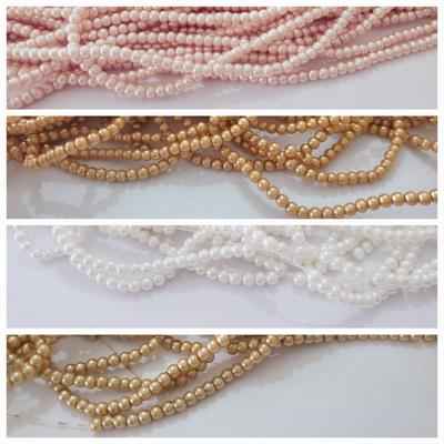 Buy 1 Get 1 Free 100 Plus Pcs Round Beads 4mm white, Gold, Skin & Pink Color Craft Sets