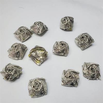 7 Pcs Embroidery Craft Material Gota Patti Golden Flowers (19 mm) Silver Rose Big