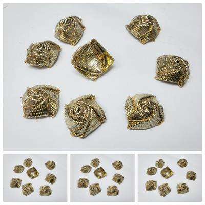 9 Pcs Embroidery Craft Material Gota Patti Golden Flowers (2 cm) Gold Rose Big