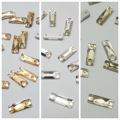 12 Pcs , Rectangular Crystal Beads, Crafts DIY  in Silver/Gold/Pale Gold