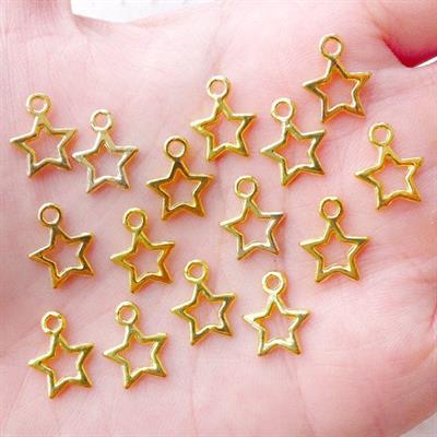 20 PCS HOLLOW STAR OUTLINE CHARMS MINI STAR PENDANT TINY STAR DROP 