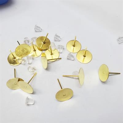 10 Pcs Stud, Iron Flat Earring Earrings Post Stud Jewelry Making Findings Accessories 1cm