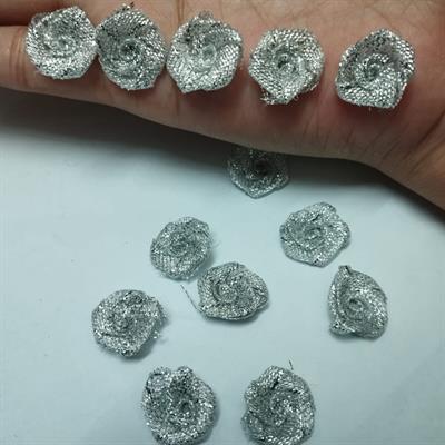 10 Pcs Beautiful Silver Shiny Roses Size 1.6cm DIY Crafts