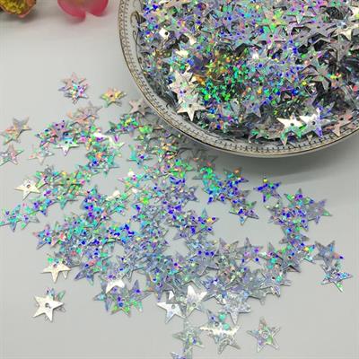 2 Tola Star Silver Sequins For Crafts With Middle Hole Hologram Spangle Loose Flat Garment Accessories