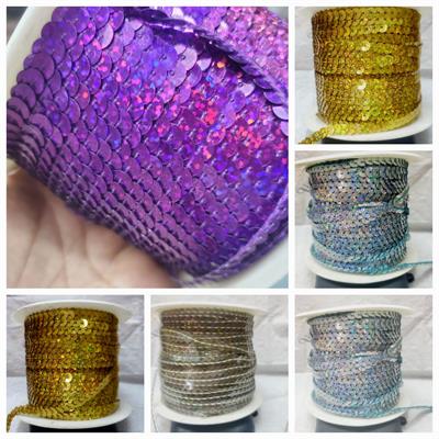 10 yards/Lot 6mm Colorful Loose Round Flat Sequins Laser Giltter Sequins for Crafts