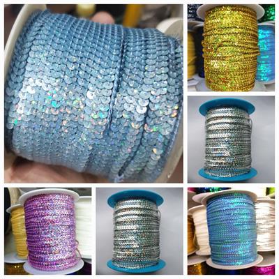 10 yards/Lot Colorful Loose Round Flat Sequins Laser Giltter Sequins for Crafts 3mm Trim