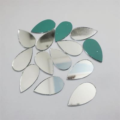 20 Pcs Glass Drop Shape Mirror Big Size For Art And Craft And Also Used In Embroidery (24mmx15mm)