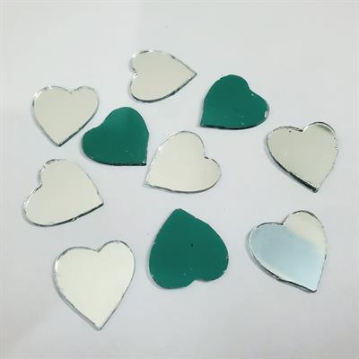 20 Pcs Glass Heart Shape Mirror Medium Size For Art And Craft And Also Used In Embroidery (20mmx19mm)