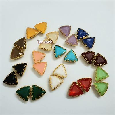 12 Pcs Triangle shape Acrylic Crystal with golden Base Sew Beads 8mm