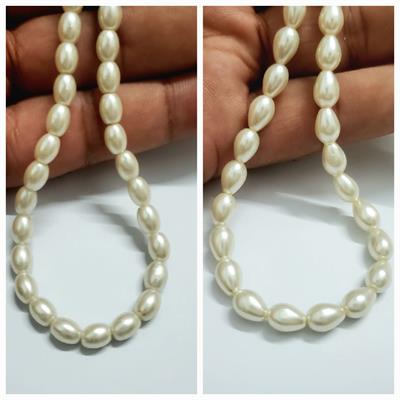 80 Plus Pcs White Oval and Drop Pearls Beads For Clothes Decoration Crafts Oval6mm/Drop 8mm