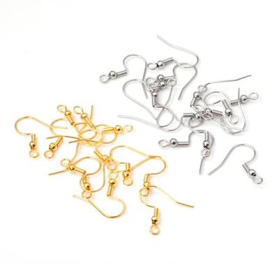 30 Pcs Gold & Silver Earrings Hooks Fittings DIY Jewelry Alloy Hook Ear wire Accessories