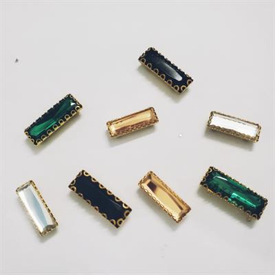 5 Pcs Colorful Rectangular Glass Sew On Rhienstones Crystal