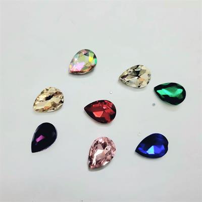 12 Pcs Tear Drop Glass On Rhienstones with Crystal 