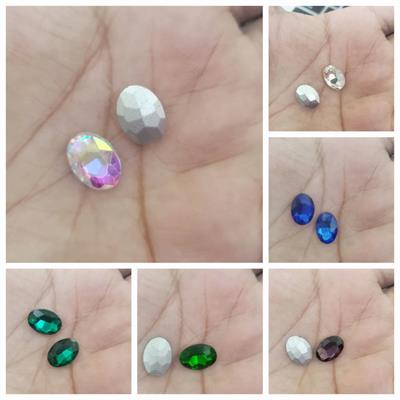 6 Pcs Oval Glass Rhienstones Crystal Small DIY Crafts