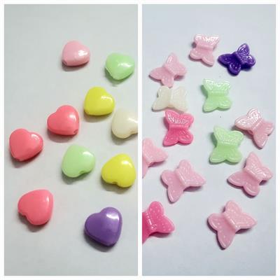 10 gm Acrylic butterfly/Heart Beads Multicolor Plastic for Making DIY Craft